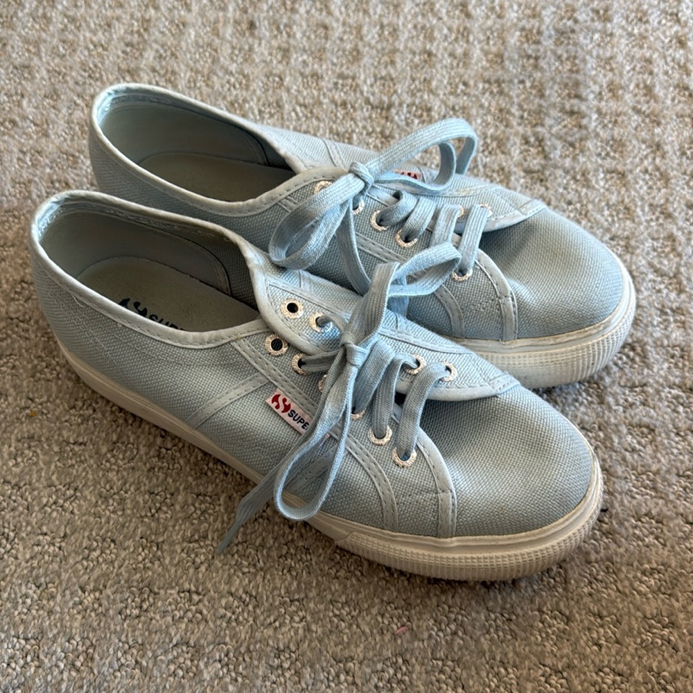 Superga Light Blue Platform Sneakers Size 9